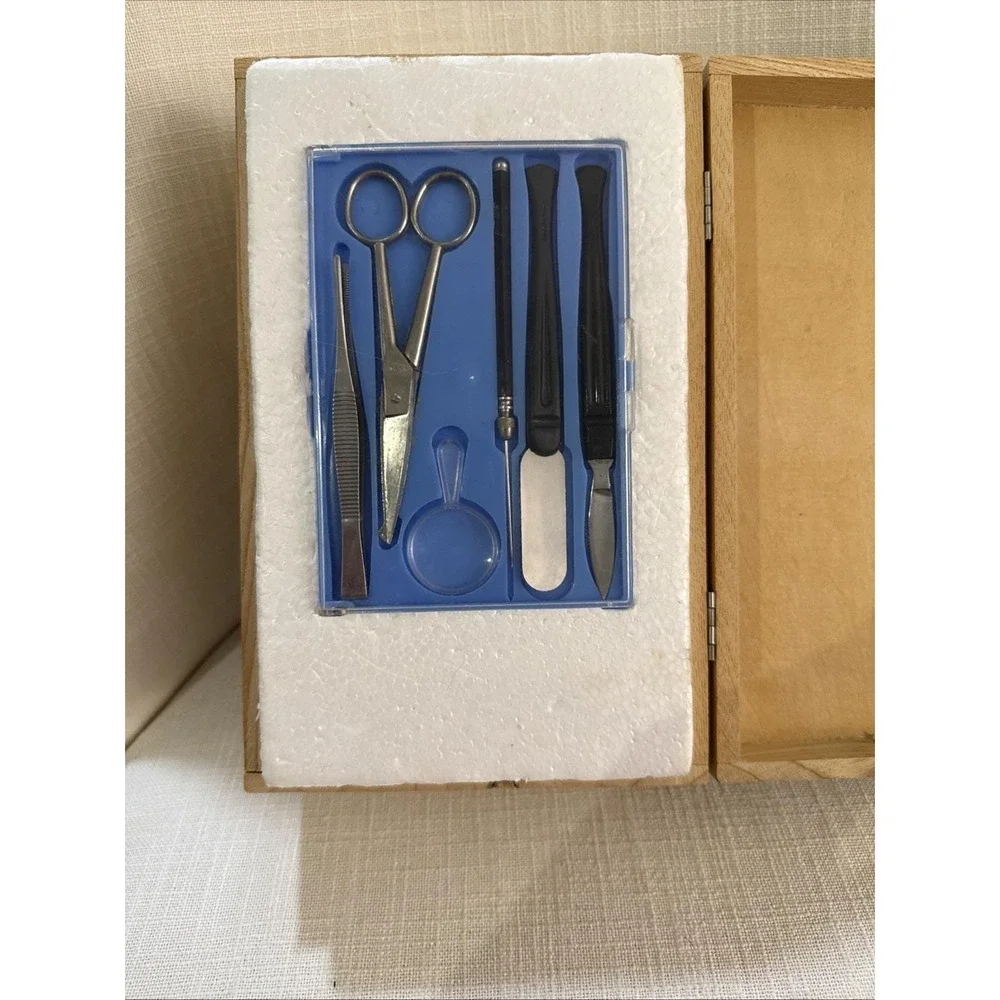 Vintage Monolux No. 6030 Microscope Kit 100x–750x Japan Wood Case‎ READ